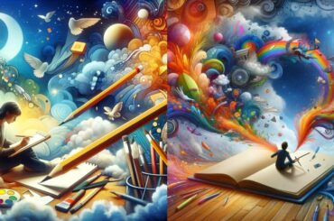 a person immersed in drawing during a dream, symbolizing creativity and self-expression in the subconscious.